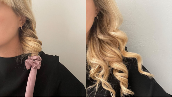 Heatless hair curler creating curls (for all hair lengths) in Complete Guide to Heatless Hair Curlers